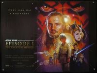 4b398 PHANTOM MENACE DS British quad '99 George Lucas, Star Wars Episode I, art by Drew Struzan!