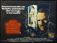 4b413 SHARKY'S MACHINE British quad '81 different art of Burt Reynolds with gun & sexy Rachel Ward