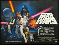 4b422 STAR WARS awards British quad '77 George Lucas classic sci-fi epic, art by Tom Chantrell!
