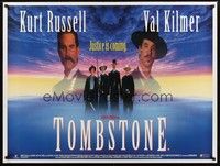 4b429 TOMBSTONE British quad '93 Kurt Russell as Wyatt Earp, Val Kilmer as Doc Holliday