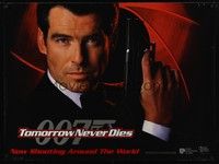 4b430 TOMORROW NEVER DIES teaser DS British quad '97 super close up of Pierce Brosnan as Bond 007!