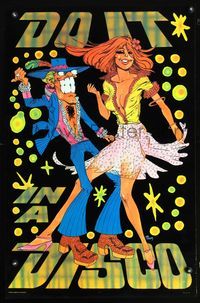 4b622 DO IT IN A DISCO commercial poster '70s fuzzy blacklight poster, great art by Nate Owens!