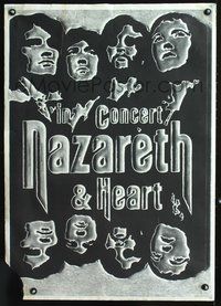 4b628 IN CONCERT NAZARETH & HEART commercial poster '70s cool B&W image!