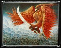 4b641 WAR commercial poster '74 cool Klaus Holitzka fantasy art of bird with sword!