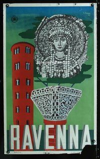 4b134 RAVENNA Italian travel poster '47 Italian travel, cool Celada artwork!