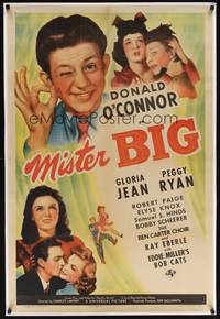 4b205 MISTER BIG linen 1sh '43 Gloria Jean, Peggy Ryan, cool art of Donald O'Connor!