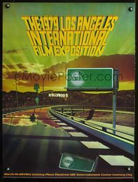 4b215 1979 LOS ANGELES INTERNATIONAL FILM EXPOSITION special 24x31 '79 cool film reel highway art!