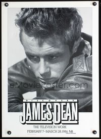 4b240 DISCOVERY: JAMES DEAN special poster '86 great close-up image of the rebel in leather!