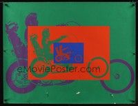 4b161 EASY RIDER special 32x42 '69 Dennis Hopper, silkscreen art of Peter Fonda on chopper!