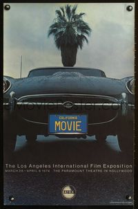 4b243 FILMEX '74 special poster '74 Los Angeles Film Festival, cool Jaguar XK-E car close up!