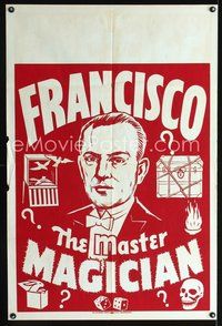 4b247 FRANCISCO THE MASTER MAGICIAN special poster '30s magic show, cool art!