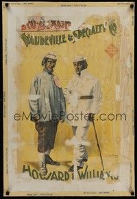 4b256 HOWARD & WILLIAMS linen special 20x30 1890s art of two men in blackface by Liebler & Maass!
