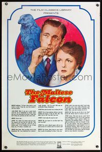 4b169 MALTESE FALCON BOOK special poster '74 book adaptation, cool art of Bogart & Astor by Melo!