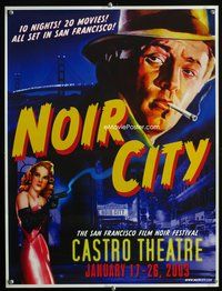 4b272 NOIR CITY special advance '03 film noir festival, cool art of smoking Robert Mitchum!
