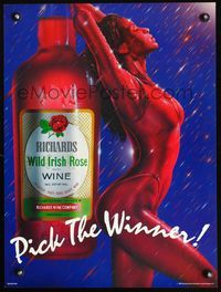 4b283 RICHARD'S WILD IRISH ROSE special poster '87 artwork of wine & sexy girl, pick the winner!