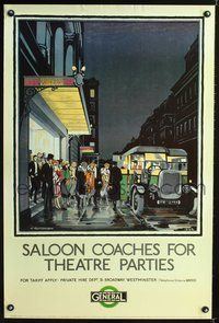 4b305 SALOON COACHES FOR THEATRE PARTIES English special poster '86 cool Hembrow painting!