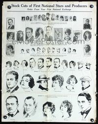 4b293 STOCK CUTS OF FIRST NATIONAL STARS & PRODUCERS special poster '20s great photos and artwork!