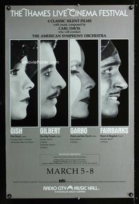 4b177 THAMES LIVE CINEMA FESTIVAL special poster '80s Silent festival, Lillian Gish, Greta Garbo!