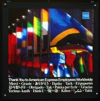 4b295 THANK YOU TO AMERICAN EXPRESS EMPLOYEES WORLDWIDE special poster '89 cool image of flags!