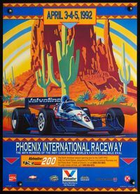 4b298 VALVOLINE 200 special poster '92 Indy Car, CART, great Freeman art of F1 racer!