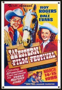 4b164 FIRST ANNUAL WESTERN FILM FESTIVAL special poster '98 art of Roy Rogers & Dale Evans!