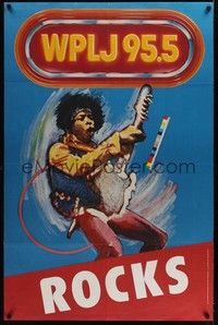 4b193 WPLJ 95.5 ROCKS half subway '81 great artwork of Jimi Hendrix by Michael McNell!