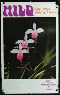 4b122 HILO travel poster '60s the orchid island of Hawaii!