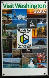 4b138 WORLD'S FAIR EXPO '74 travel poster '74 World's Fair, Washington state!