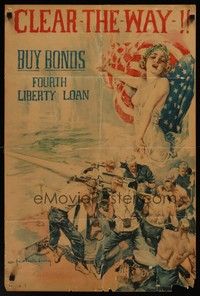 4b097 CLEAR-THE-WAY-!! WWI war poster '18 great Howard Chandler Christy artwork!