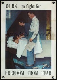 4b099 FREEDOM FROM FEAR war poster '43 WWII, great Norman Rockwell art!