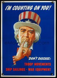 4b101 I'M COUNTING ON YOU war poster '43 WWII, cool Helguerou art of Uncle Sam!