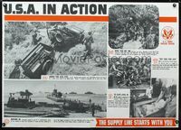 4b112 U.S.A. IN ACTION war poster '44 World War II, cool image of U.S. troops!