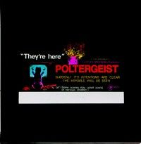 4c220 POLTERGEIST Aust glass slide '82 Tobe Hooper, classic They're here image of girl by TV!