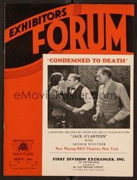 4c053 EXHIBITORS FORUM exhibitor magazine September 15, 1932 13th Guest, Condemned to Death!