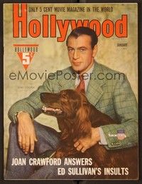 4c103 HOLLYWOOD magazine January 1941 great close up of Gary Cooper with his dog!