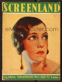 4c082 SCREENLAND magazine April 1927 artwork of beautiful Gloria Swanson by Jay Weaver!