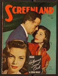4c089 SCREENLAND magazine October 1947 Humphrey Bogart & Lauren Bacall from Dark Passage by Richee