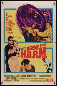 4d022 AGENT FOR H.A.R.M.  1sh '66 Mark Richman, Wendell Corey, sexy spy in bikini!