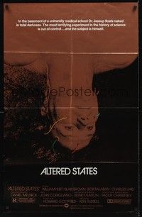 4d036 ALTERED STATES foil 1sh '80 William Hurt, Paddy Chayefsky, Ken Russell, sci-fi horror!