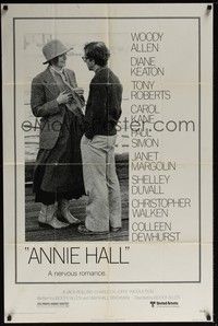 4d051 ANNIE HALL  1sh '77 full-length Woody Allen & Diane Keaton, a nervous romance!