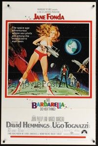 4d070 BARBARELLA  1sh '68 sexiest sci-fi art of Jane Fonda by Robert McGinnis, Roger Vadim!