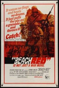 4d079 BEACH RED  1sh '67 Cornel Wilde, Rip Torn, cool art of World War II soldiers!