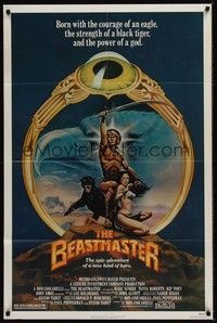4d080 BEASTMASTER  1sh '82 cool fantasy art of barechested Marc Singer & sexy Tanya Roberts!