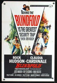 4d110 BLINDFOLD  1sh '66 Rock Hudson, Claudia Cardinale, greatest security trap ever devised!
