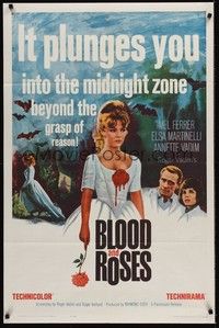4d114 BLOOD & ROSES  1sh '61 Et mourir de plaisir, Roger Vadim, sexiest vampire Annette Vadim!
