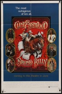 4d143 BRONCO BILLY advance 1sh '80 Clint Eastwood directs & stars, Roger Huyssen art!