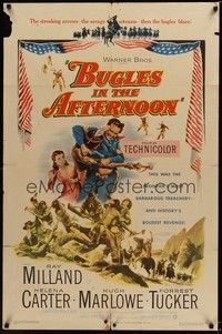 4d150 BUGLES IN THE AFTERNOON  1sh '52 Ray Milland, Helena Carter, cool art of western battle!