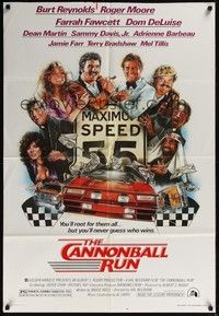 4d166 CANNONBALL RUN  1sh '81 Burt Reynolds, Farrah Fawcett, Drew Struzan car racing art!