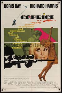 4d167 CAPRICE  1sh '67 pretty Doris Day, Richard Harris, cool sniper image!
