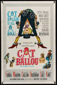 4d172 CAT BALLOU  1sh '65 classic sexy cowgirl Jane Fonda, Lee Marvin, great artwork!